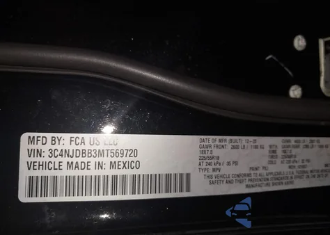 2021 Jeep Compass Altitude 4X4 from USA, damaged, VIN 3C4NJDBB3MT569720